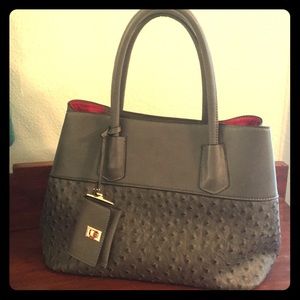 Grey vegan leather satchel